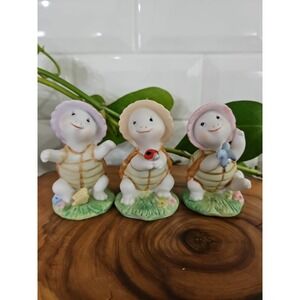 Vintage HOMCO Turtle Figurines 3pcs anthropomorphic #8877 butterfly lady bug